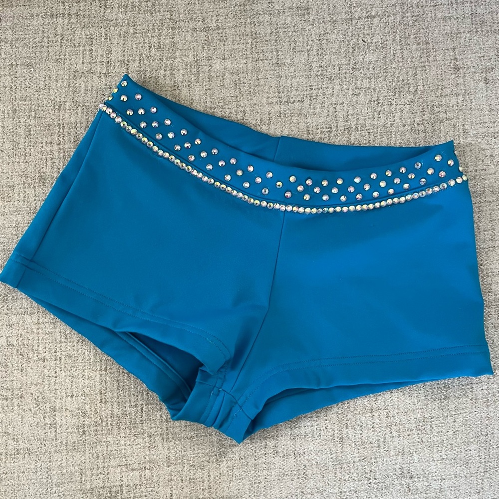 Capezio Teal Rhinestone Women's Athletic Shorts